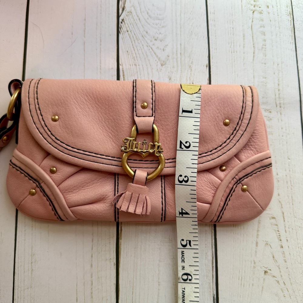 Juicy Couture | Vintage Y2K Pink Leather Wristlet, Gold Accents - Picture 9 of 13